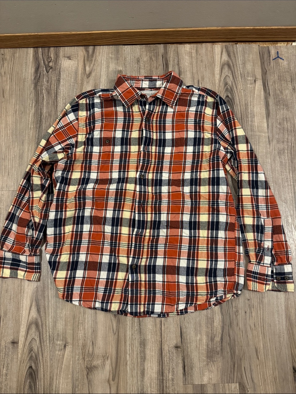 WindRiver Casual Orange Plaid Long-Sleeve Button-Down Shirt